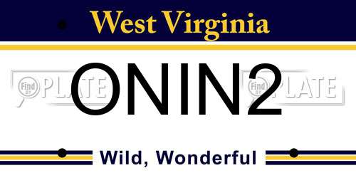 ONIN2 West Virginia License Plate