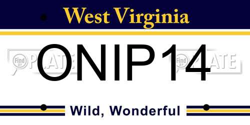 ONIP14 West Virginia License Plate