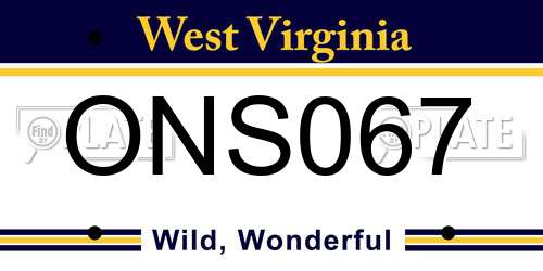ONS067 West Virginia License Plate