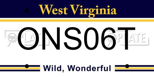 ONS06T West Virginia License Plate