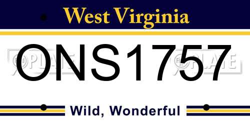 ONS1757 West Virginia License Plate