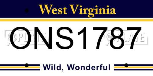 ONS1787 West Virginia License Plate