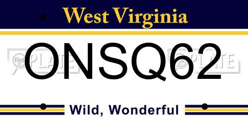 ONSQ62 West Virginia License Plate