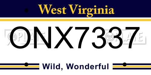 ONX7337 West Virginia License Plate