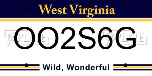 OO2S6G West Virginia License Plate