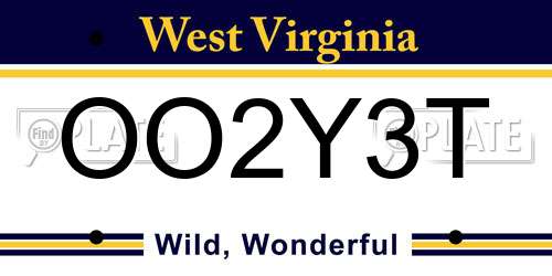 OO2Y3T West Virginia License Plate