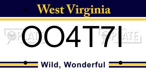 OO4T7I West Virginia License Plate