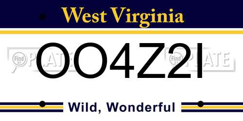 OO4Z2I West Virginia License Plate
