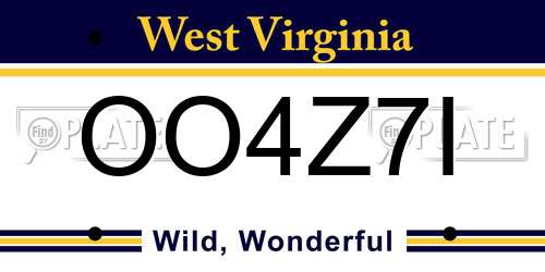 OO4Z7I West Virginia License Plate