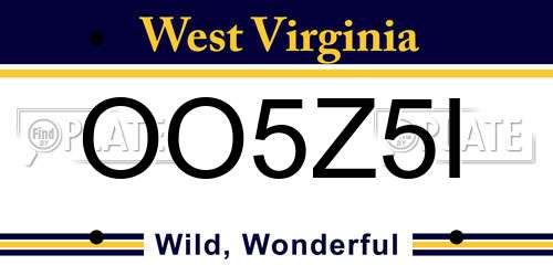 OO5Z5I West Virginia License Plate