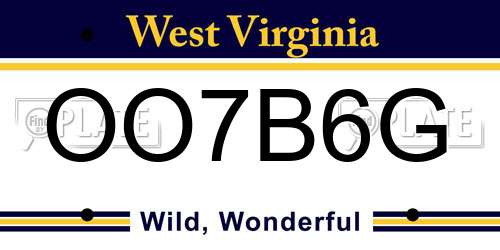 OO7B6G West Virginia License Plate