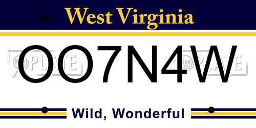 OO7N4W West Virginia License Plate