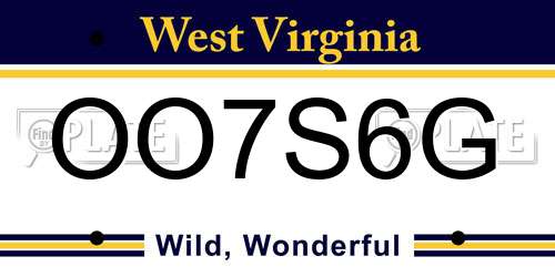 OO7S6G West Virginia License Plate