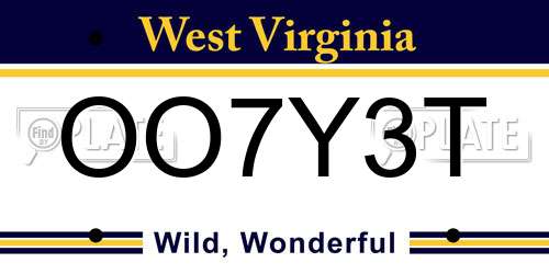 OO7Y3T West Virginia License Plate