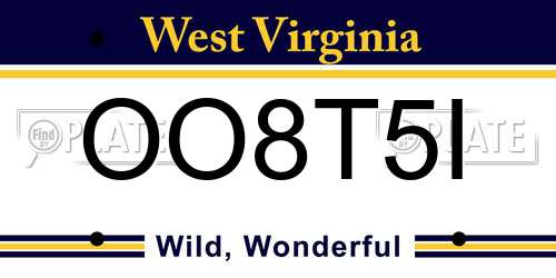 OO8T5I West Virginia License Plate