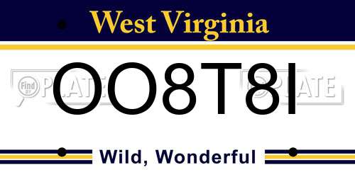 OO8T8I West Virginia License Plate