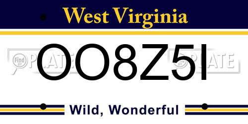 OO8Z5I West Virginia License Plate