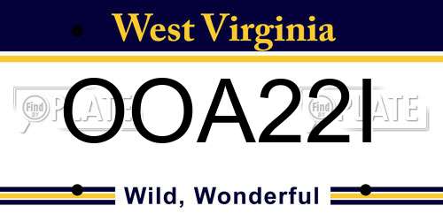OOA22I West Virginia License Plate