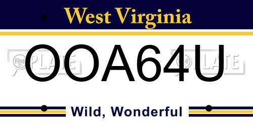 OOA64U West Virginia License Plate