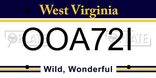OOA72I West Virginia License Plate