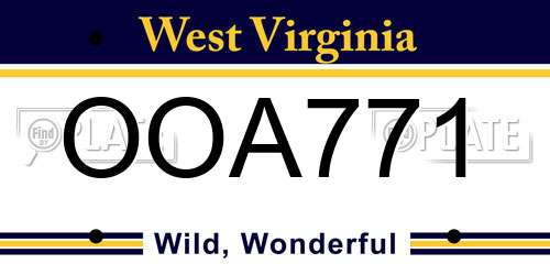 OOA771 West Virginia License Plate