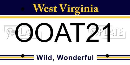 OOAT21 West Virginia License Plate
