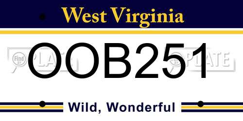 OOB251 West Virginia License Plate