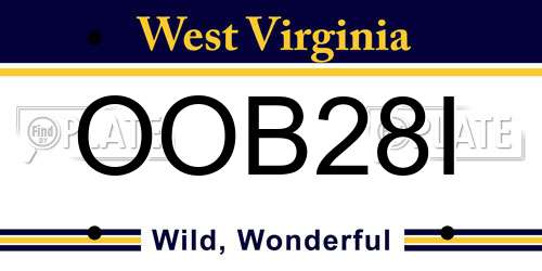 OOB28I West Virginia License Plate