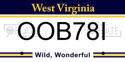 OOB78I West Virginia License Plate