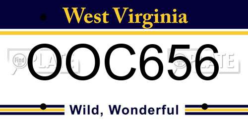 OOC656 West Virginia License Plate