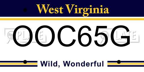 OOC65G West Virginia License Plate