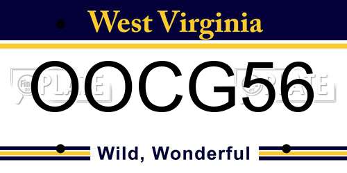 OOCG56 West Virginia License Plate