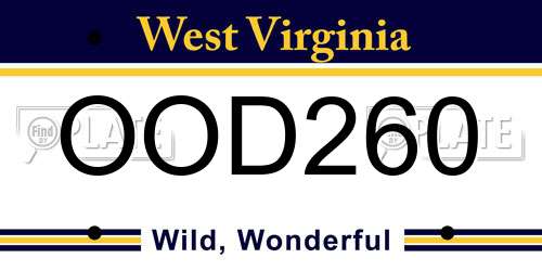 OOD260 West Virginia License Plate