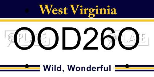 OOD26O West Virginia License Plate