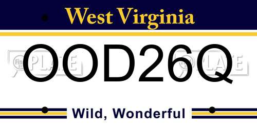 OOD26Q West Virginia License Plate