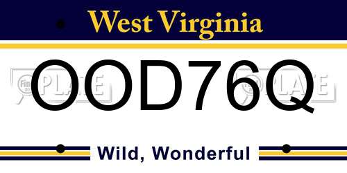 OOD76Q West Virginia License Plate