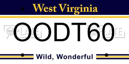 OODT60 West Virginia License Plate