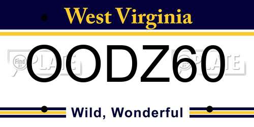 OODZ60 West Virginia License Plate