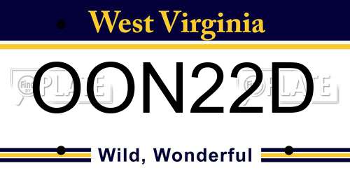 OON22D West Virginia License Plate