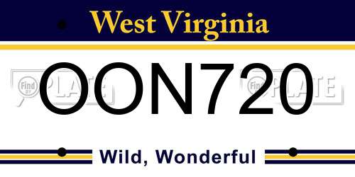 OON720 West Virginia License Plate