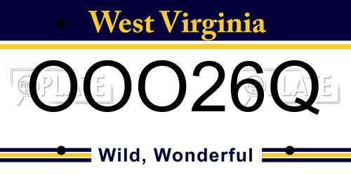 OOO26Q West Virginia License Plate