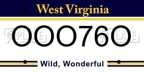OOO76O West Virginia License Plate