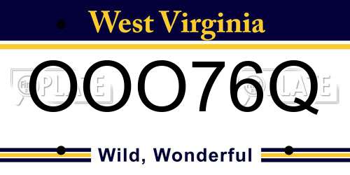 OOO76Q West Virginia License Plate