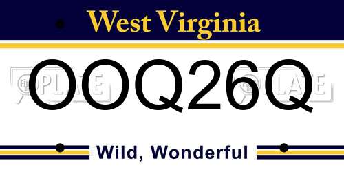 OOQ26Q West Virginia License Plate