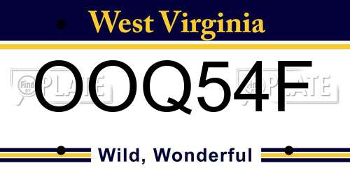 OOQ54F West Virginia License Plate
