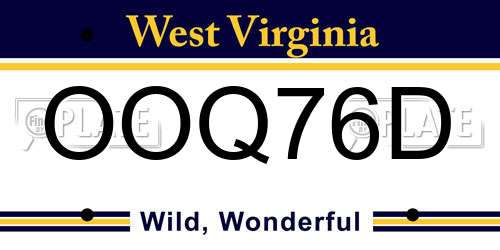 OOQ76D West Virginia License Plate