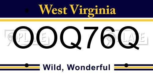 OOQ76Q West Virginia License Plate