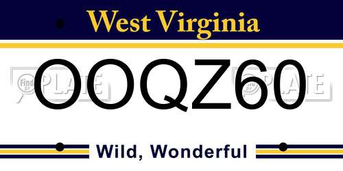 OOQZ60 West Virginia License Plate