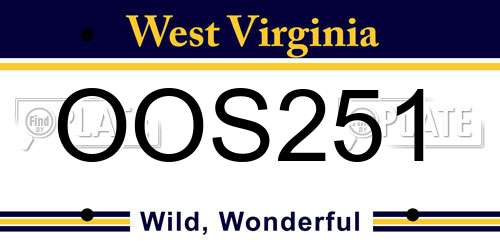 OOS251 West Virginia License Plate