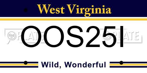 OOS25I West Virginia License Plate